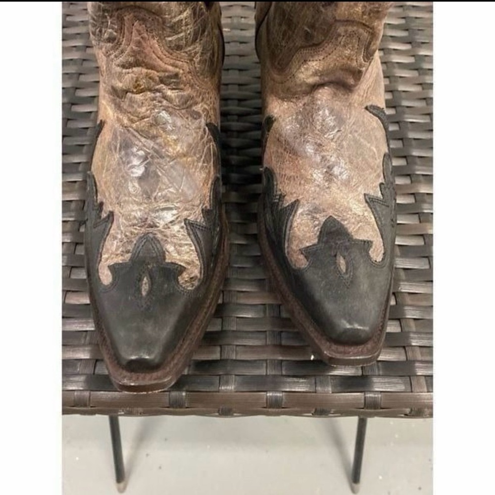 Corral Distressed Leather Western Boots with sequin inlay fleur de lis Size 9 - Picture 8 of 8